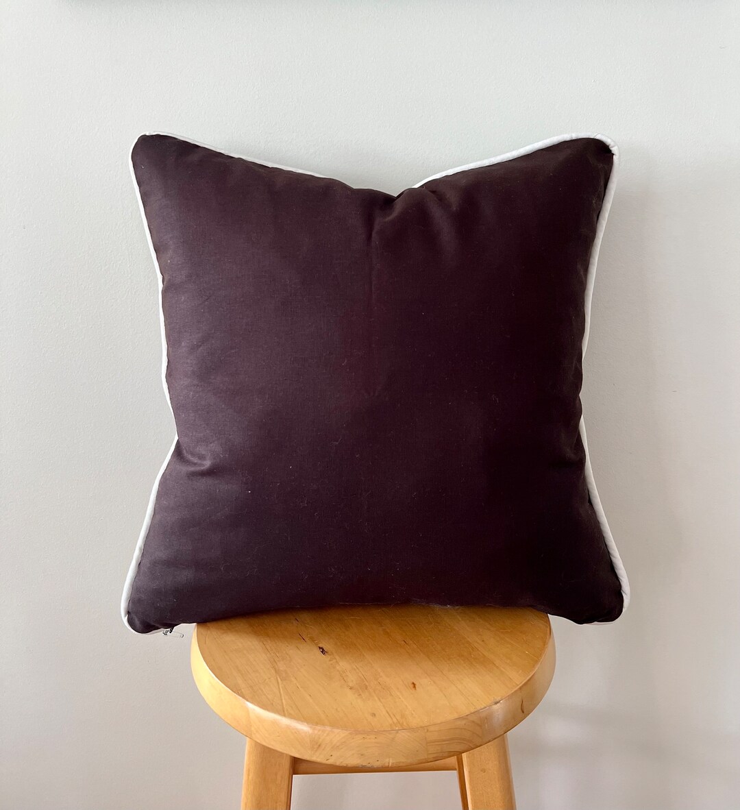 Dark Brown Linen Pillow Cover White Piping 20x20 Etsy