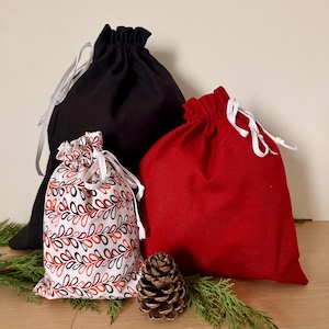 Fabric Gift Bags, Large, Medium, Small, Drawstring Bag, Kids Gift Bags, Linen Gift Bags