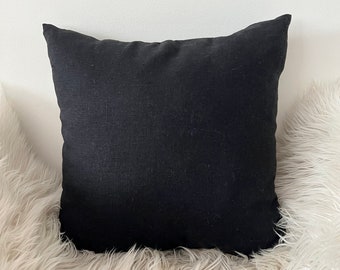 Black Linen Pillow Cover - Modern Linen Pillow - 16x16