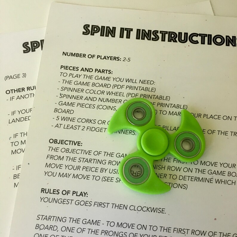 Fidget Spinner Board Game PDF Printable | Etsy