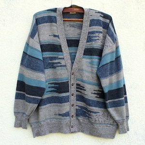 Vintage gray Wool blend FILATI Cardigan men&#39;s / 90&#39;s Wool blend Cardigan men&#39;s / made in Denmark Cardigan men&#39;s