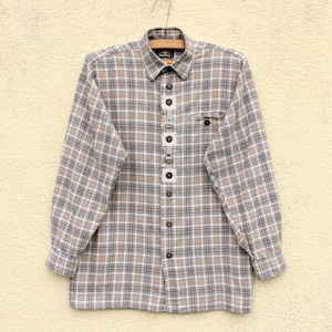 Vintage  Dirndl Shirt men&#39;s / brown Trachten Shirt men&#39;s / Tyrol style Cotton Shirt men&#39;s / Oktoberfest Shirt