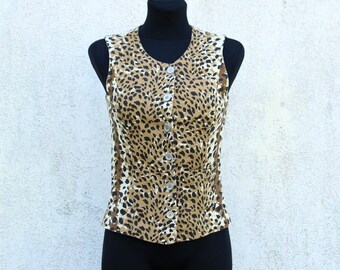 Corduroy Leopard Bow Casual Padded Vest