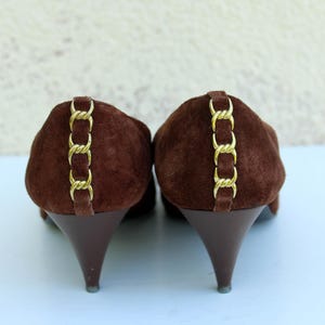 Vintage brown gold Leather Shoes women&#39;s / brown gold Evening Shoes women&#39;s / brown gold Party Shoes women&#39;s / made in France