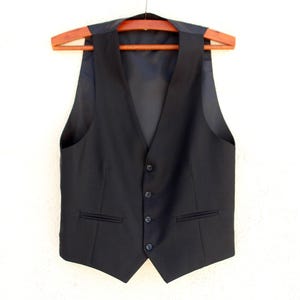 Vintage black Vest men&#39;s / black Waistcoat men&#39;s / Edwardian Waistcoat men&#39;s