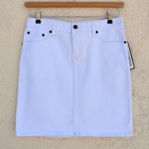 Vintage witte katoenen damesrok / witte minirok / witte hoog getailleerde rok