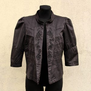 Vintage schwarzer Bolero Jacke Damen / schwarzer Cropped Abend Blazer Damen / schwarzer Blazer Bolero