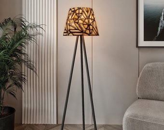 Violaura - Lampadaire trépied marron, design contemporain, éclairage moderne abordable pour la décoration intérieure, veilleuse sur pied élégante, cadeau de fête des mères