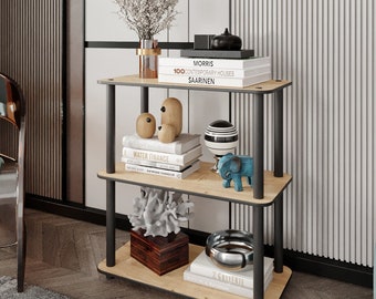 Violaura Bücherregal mit 3 Regalen, stilvolles rechteckiges Design, natürliche Farbe, Top-Bewertung, langlebig, L30 cm x B60 cm x H71 cm, moderne Inneneinrichtung