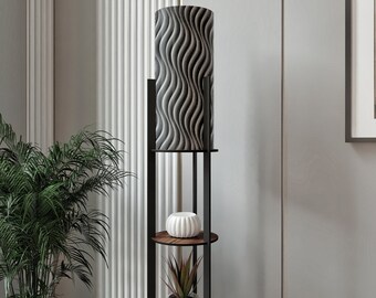 Lampadaire Violaura Radiante, luxueuse veilleuse de décoration d'intérieur avec étagère, abat-jour vague de sable, haute qualité, cadeau parfait pour la fête des mères