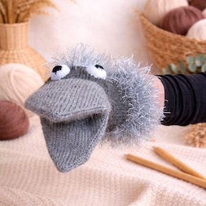 Deutsche Strickanleitung Geier Handpuppe als PDF Download Lustige Tierhandpuppe selber stricken (PDF Deutsch)