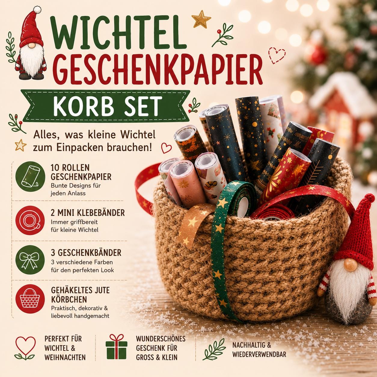 Wichtel Zubehör Wichtel Geschenkpapier Korb Weinacht's Wichtel Zubehör Puppenhaus Zubehör Wichtel Aufgaben Wichtel Ideen Geschenkzubehör