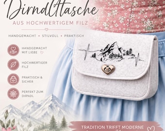 Bayrische Filz Dirndl Tasche Dirndl Tasche für die Schürze Bayrische Gürteltasche Trachten Tasche Geschenk Oktoberfest Volksfest Filztasche