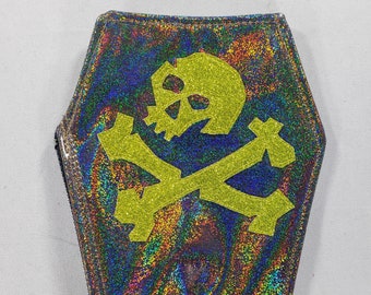 SUN/EYEGLASS CASE Smoked Hologram Glitter Vinyl with Lime Matte Metalflake Skull & Bones