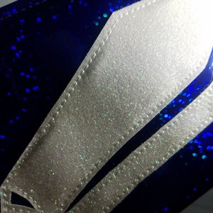 COIN PURSE Dark Blue Hologram Glitter Vinyl with a White Iridescent Metalflake Coffin image 4