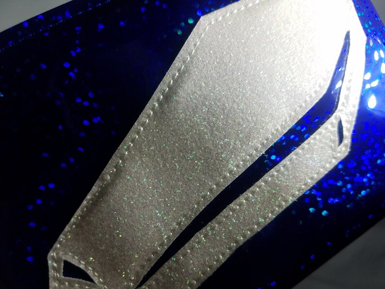 COIN PURSE Dark Blue Hologram Glitter Vinyl with a White Iridescent Metalflake Coffin image 4