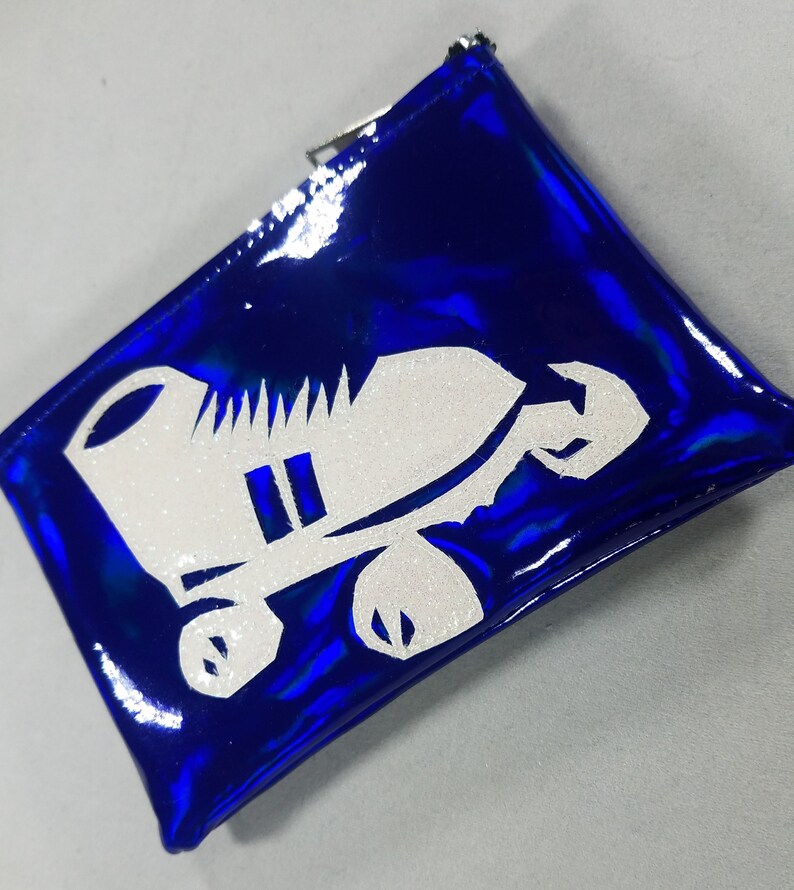 COIN PURSE Dark Blue Hologram Vinyl with White Irridescent Roller Skate