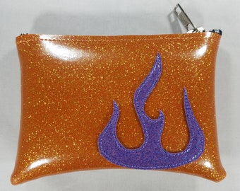 COIN PURSE Vinyle Orange Metalflake avec une flamme de myrtille