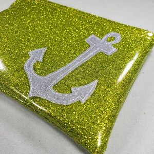 COIN PURSE Lime Matte Metalflake vinyl with Platinum Metalflake Anchor image 4