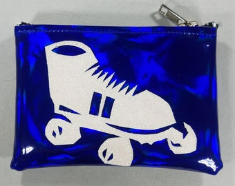 COIN PURSE Dark Blue Hologram Vinyl with White Irridescent Roller Skate