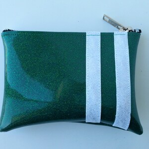 COIN PURSE Green Metalflake Vinyl with White Stripes