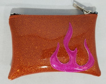 COIN PURSE Copper Metalflake vinyl with a Magenta Flame