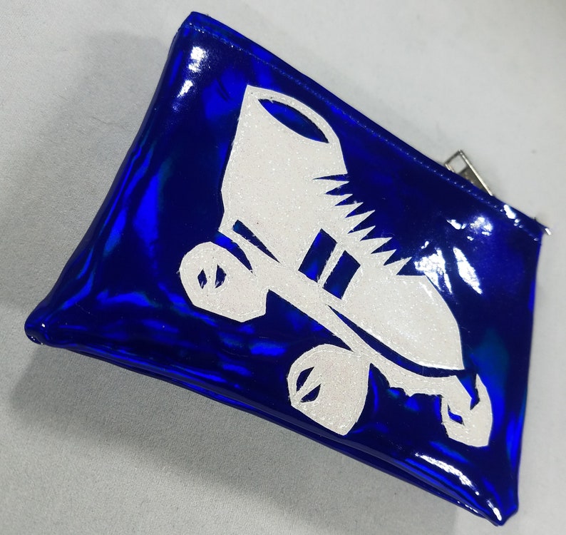 COIN PURSE Dark Blue Hologram Vinyl with White Irridescent Roller Skate