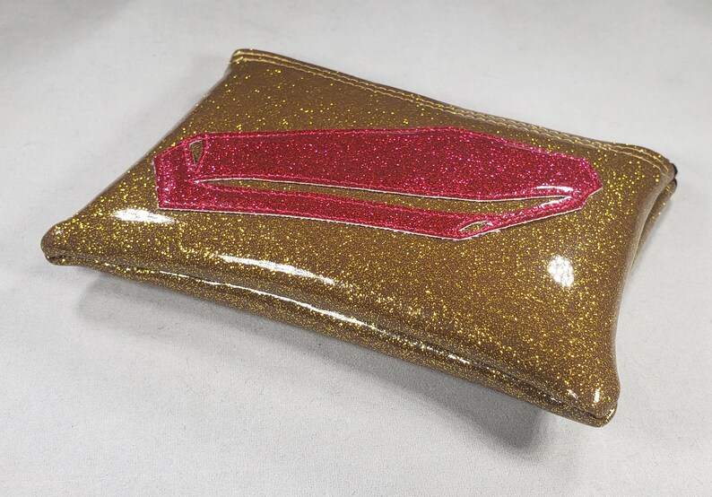 COIN PURSE Dark Gold Metalflake Vinyl with Dark Pink Matte Metalflake Coffin image 4