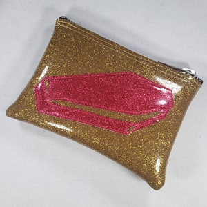 COIN PURSE Dark Gold Metalflake Vinyl with Dark Pink Matte Metalflake Coffin image 3