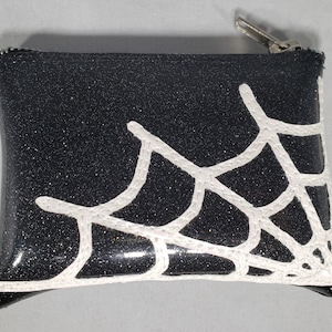 PORTE-MONNAIE Vinyle flocon de métal noir et toile d'araignée flocon de métal blanc irisé image 1