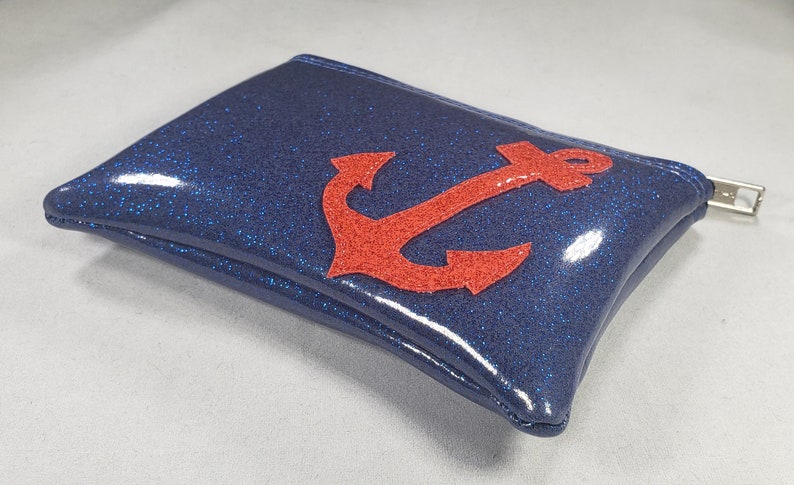 COIN PURSE Blue Metalflake vinyl with Red Metalflake Vinyl Anchor image 4