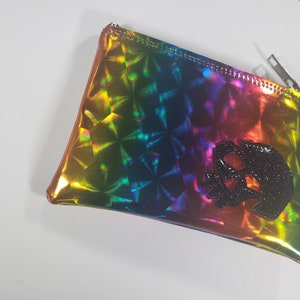 COIN PURSE Rainbow Honeycomb vinyl with a Black Metalflake Skull image 2