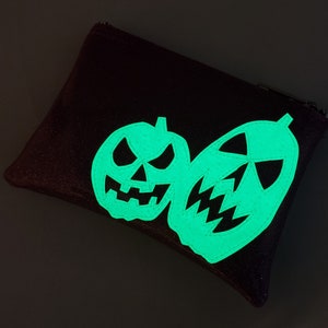 COIN PURSE Grape Metalflake vinyl with white glow-in-the-dark pumpkins image 5