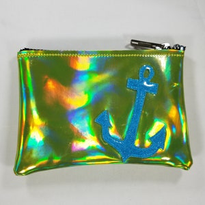 COIN PURSE Yellow Hologram vinyl with Light Blue Metalflake Anchor