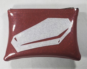 COIN PURSE Wine Red Metalflake Vinyl with a Platinum Metalflake Coffin