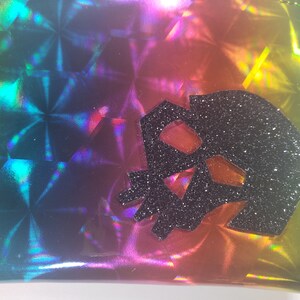 COIN PURSE Rainbow Honeycomb vinyl with a Black Metalflake Skull image 4