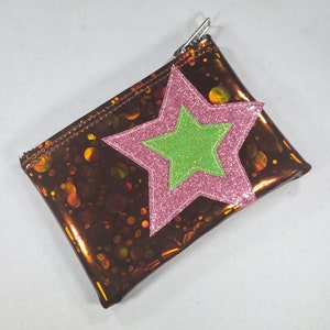 COIN PURSE Brown Bubble Hologram Vinyl w/ Pink Matte & Lime Metalflake Vinyl Stars 画像 2