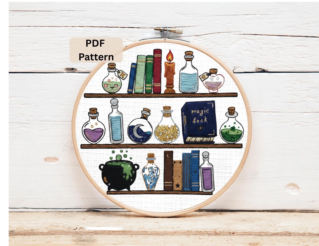 Witch Potion Shelf Embroidery Pattern: Romantasy, Dark Romance, Fantasy ...