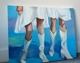 Cowgirl boots acrylic painting