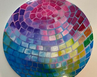 Acrylic disco ball painting resin coated