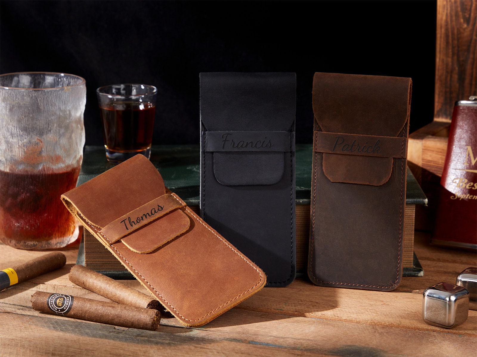 Personalized Leather Cigar Case,engraved Leather Cigar Case,groomsmen ...
