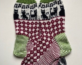 The Cats - sock knitting pattern with cats and musical notes - size 38 to 43 - pattern only!