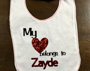Father&#39;s Day gift for Zayde  bib reversible &quot;love Zayde&quot; Jewish Grandfather