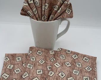 Scrabble letter tiles Napkins Scattered tiles