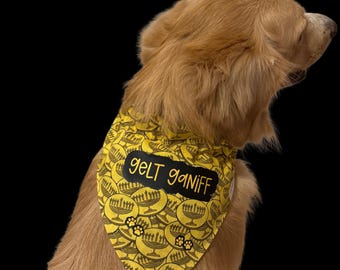 Chanukah Hanukkah Dog Bandana GOT GELT? humorous funny dog Over the collar design