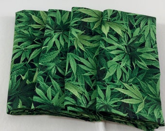 Marijuana Leaf Print Cotton Napkins, Set of 4