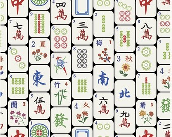Mah Jongg Tiles fabric 45" wide by David Textiles 100% cotton  New off the bolt  Mahjong Mah Jong Games