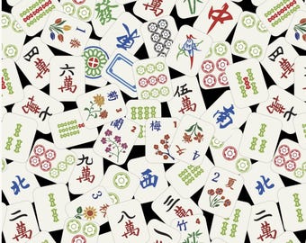 Mah Jongg fabric 45" wide by David Textiles 100% cotton  New off the bolt  Mahjong Mah Jong Games