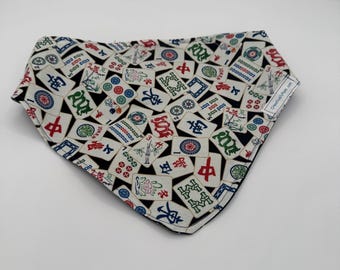 MahJong Mah Jongg Reversible Dog Bandana Hook and Loop closure