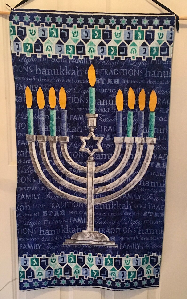 Chanukah Hanukkah Quilted Wall Hanging Menorah Etsy